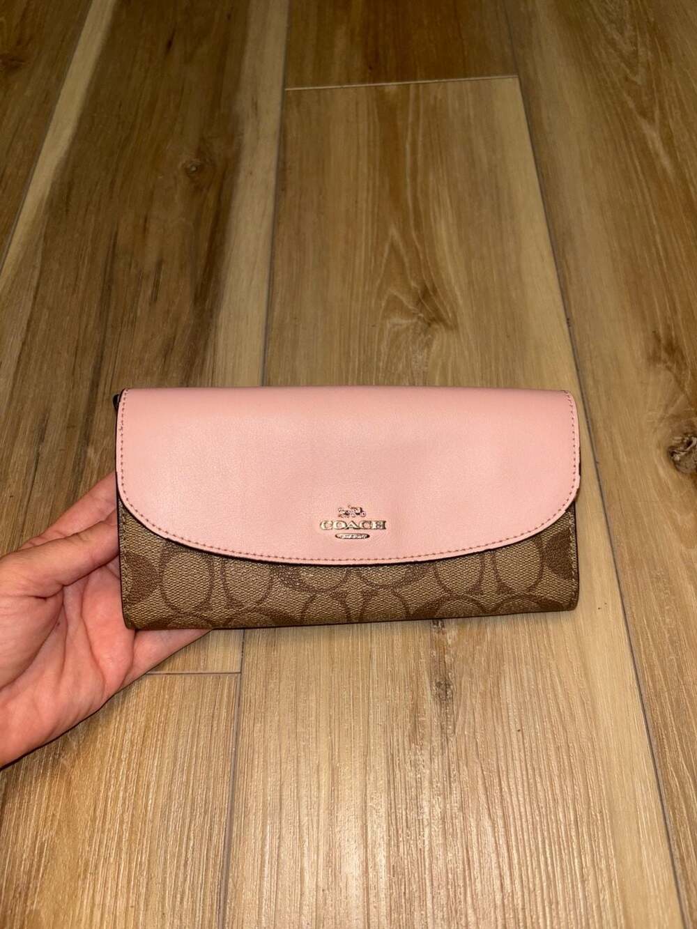 Coach Signature Slim Envelope Wallet Khaki/Blush
